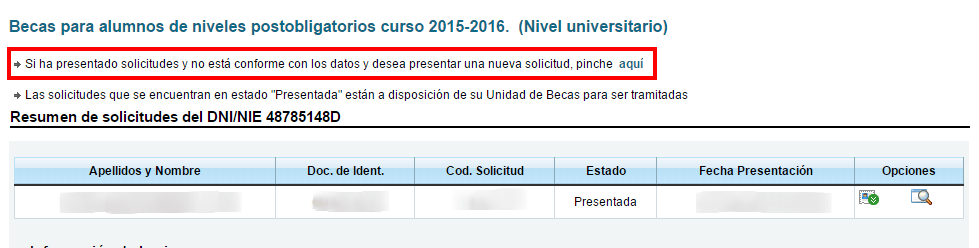 Nueva solicitud de beca